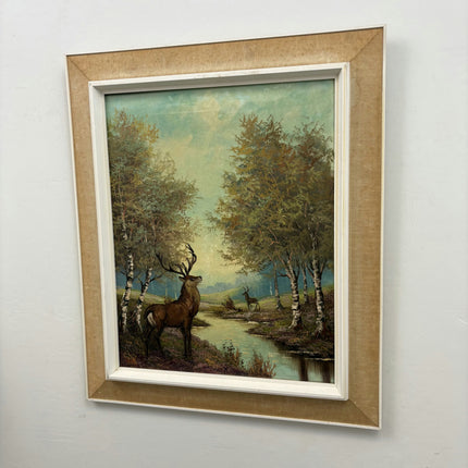 Original Animals Oil Painting "Stag Deer" Vintage Art Holland Art Shop