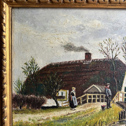 1913 Antique Landscape Oil Painting "Gilded Frame" Artwork Holland Art Shop