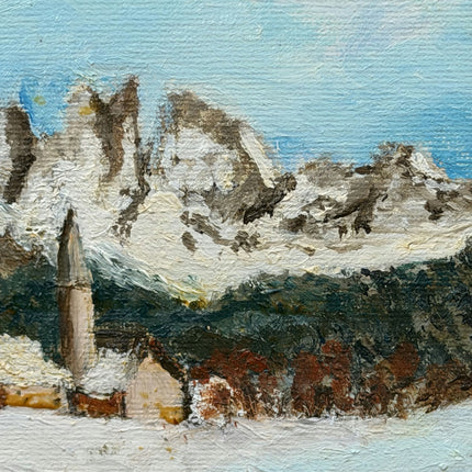 Timeless Winter Landscape Oil Painting "Snow Village" Rustic Small Art Holland Art Shop