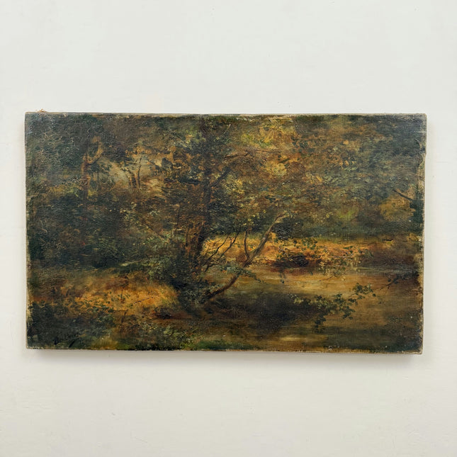 19th Century Antique Landscape Oil Painting "Gnarled Tree" Art Holland Art Shop