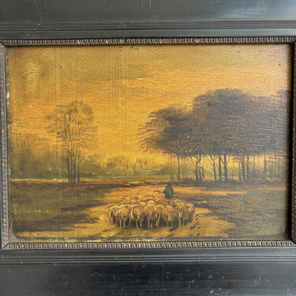 Vintage Animals Oil Painting "Shepherd And Sheep" Original Artwork Holland Art Shop