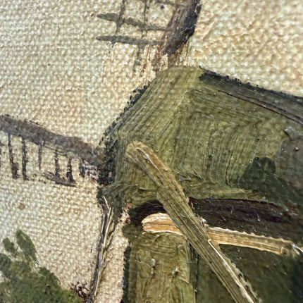 Handcrafted Landscape Oil Painting "Green Windmill" Expressive Small Art Holland Art Shop