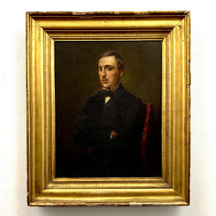 1856 Antique Portrait Oil Painting "Seated Gentleman" Art Holland Art Shop