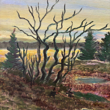 Vintage Landscape Oil Painting "Marsh Pines" Authentic Large Art Holland Art Shop