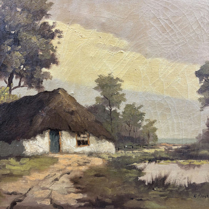 Detailed Landscape Oil Painting "Thatched Cottage" Authentic Large Artwork Holland Art Shop