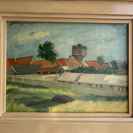 Vintage Landscape Oil Painting "Water Tower" Traditional Art Holland Art Shop