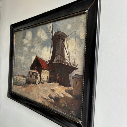 Original Landscape Oil Painting "Windmill Structure" Timeless Artwork Holland Art Shop