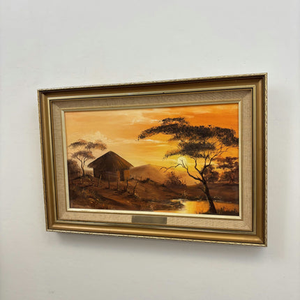 Rustic Landscape Oil Painting "Thatched Hut" Expressive Art Holland Art Shop