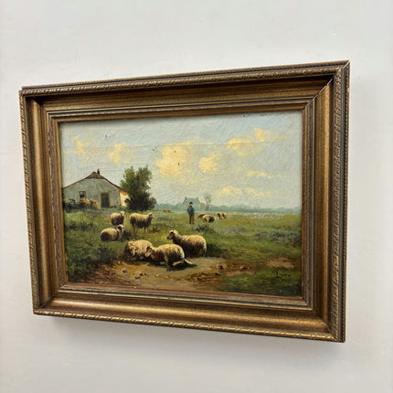 19th Century Antique Animals Oil Painting "Canvas Backframe" Artwork Holland Art Shop