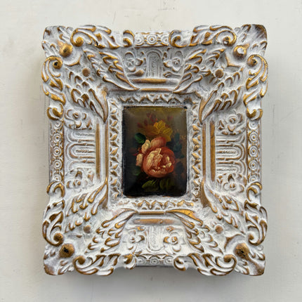 Timeless Floral Still Life Oil Painting "Ornate Frame" Expressive Small Artwork Holland Art Shop