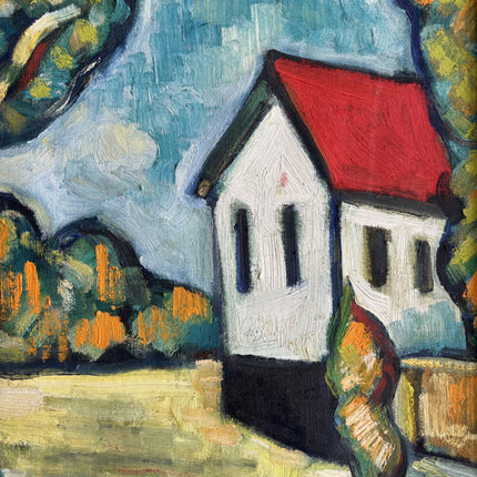 Expressive Landscape Oil Painting "White Church" Rustic Art Holland Art Shop