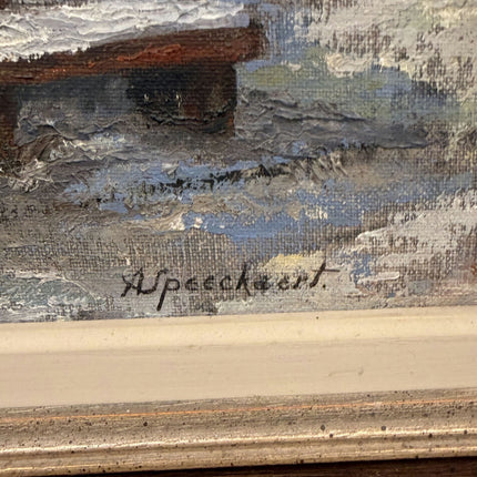 Detailed Winter Landscape Oil Painting "Snowy House" Vintage Artwork Holland Art Shop