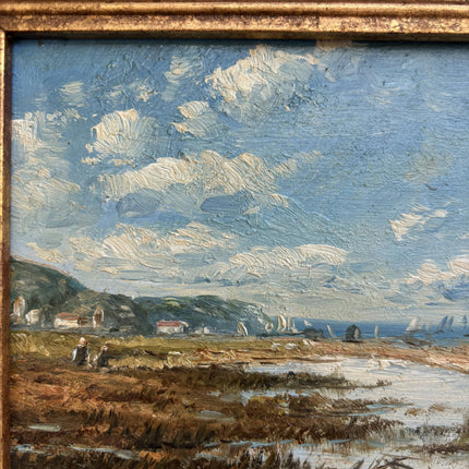 Rustic Seascape Oil Painting "Gilded Frame" Timeless Small Art Holland Art Shop