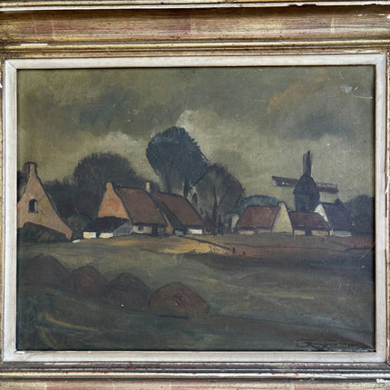 1941 Landscape Oil Painting "Painted Village" Artwork Holland Art Shop
