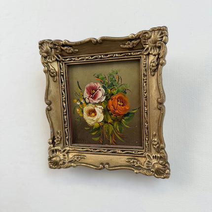 Rustic Floral Still Life Oil Painting "Flower Bouquet" Elegant Small Art Holland Art Shop