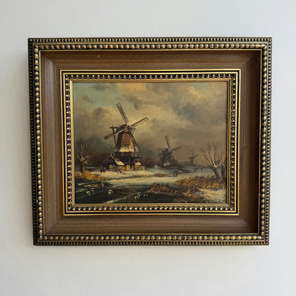 Handcrafted Winter Landscape Oil Painting "Windmill Painting" Artwork Holland Art Shop