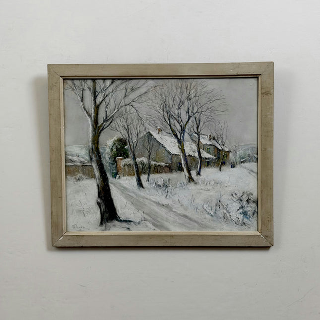Picardo Authentic Winter Landscape Pastel "Snowy Cottage" Rustic Artwork Holland Art Shop