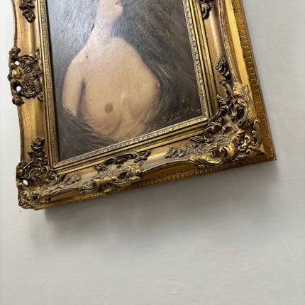 Antique Portrait Oil Painting "Young Woman" Traditional Artwork Holland Art Shop