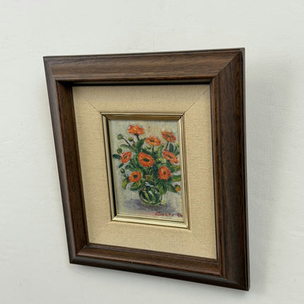 Classic Floral Still Life Oil Painting "Orange Bouquet" Rustic Small Artwork Holland Art Shop