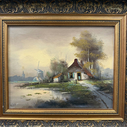 Refined Landscape Oil Painting "Thatched Cottage" Rustic Art Holland Art Shop