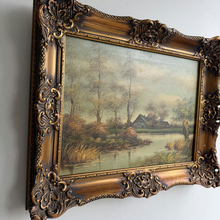 Vintage Landscape Oil Painting "Ornate Frame" Traditional Artwork Holland Art Shop