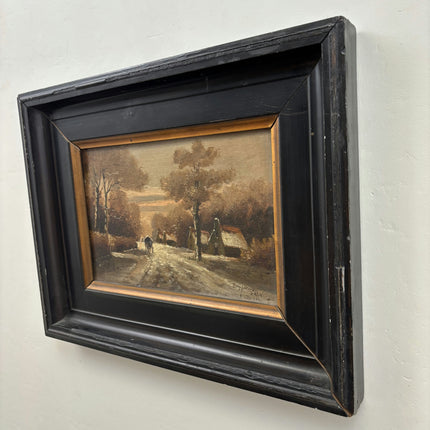Classic Winter Landscape Oil Painting "Snowy Road" Expressive Small Artwork Holland Art Shop