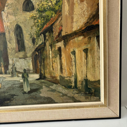 Authentic Oil Painting Cityscape "Church Steeple" Intriguing Large Artwork Holland Art Shop