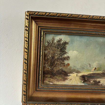Fine Oil Painting Landscape "Walking Figures" Intriguing Small Artwork