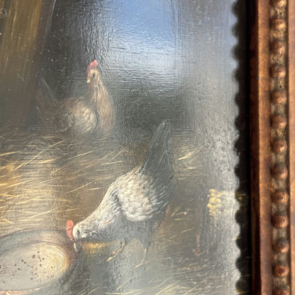 Elegant Animals Oil Painting "Feeding Chickens" Expressive Small Artwork Holland Art Shop