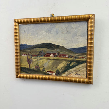 Rustic Landscape Oil Painting "Gilded Frame" Original Small Art Holland Art Shop