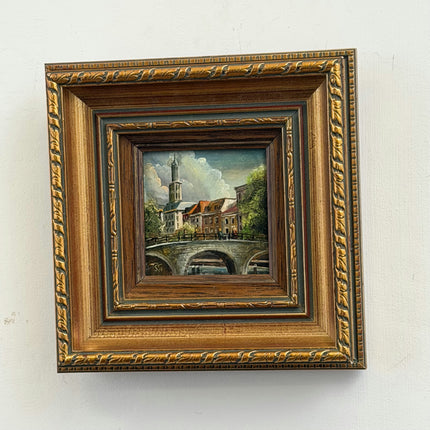 Classic Cityscape Oil Painting "Ornate Frame" Original Small Artwork Holland Art Shop