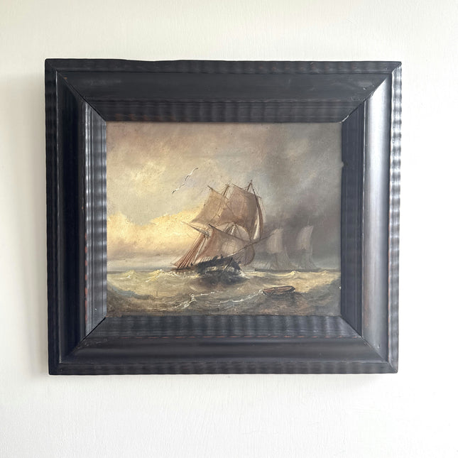 Elegant Landscape Oil Painting "Sailing Ship" Rustic Artwork Holland Art Shop