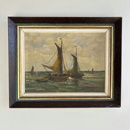 Refined Seascape Oil Painting "Sailing Boat" Rustic Art Holland Art Shop