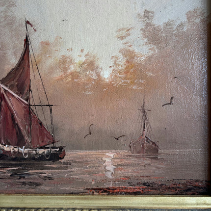 Expressive Seascape Oil Painting "Gilded Frame" Classic Small Artwork Holland Art Shop