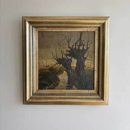 Expressive Landscape Oil Painting "Twisted Tree" Vintage Art Holland Art Shop