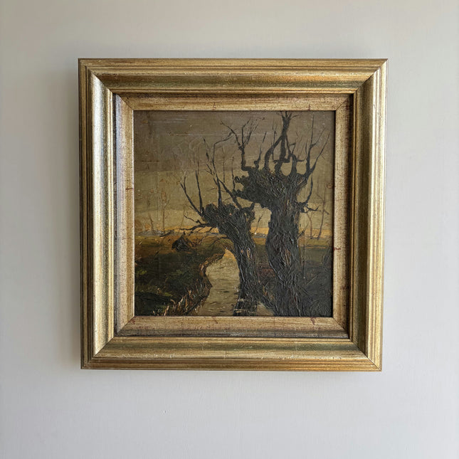 Expressive Landscape Oil Painting "Twisted Tree" Vintage Art Holland Art Shop