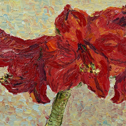 Rustic Floral Still Life Oil Painting "Red Flower" Traditional Art Holland Art Shop