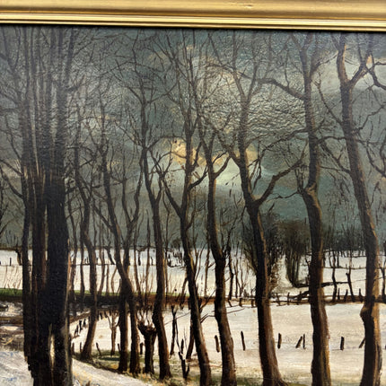 Rustic Winter Landscape Oil Painting "Bare Trees" Detailed Art Holland Art Shop