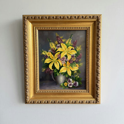 Traditional Floral Still Life Oil Painting "Yellow Lilies" Authentic Small Art Holland Art Shop