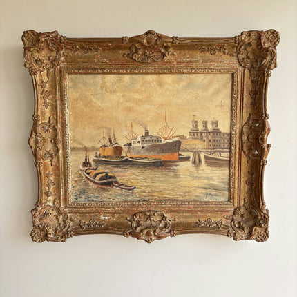 Rustic Seascape Oil Painting "Gilded Frame" Refined Artwork Holland Art Shop