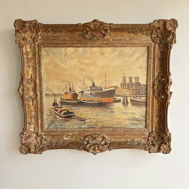 Rustic Seascape Oil Painting "Gilded Frame" Refined Artwork Holland Art Shop