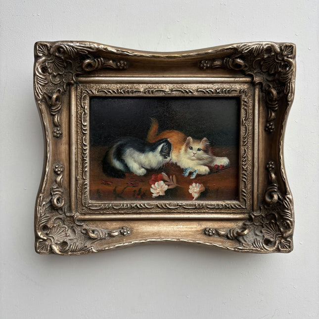 Expressive Animals Oil Painting "Two Kittens" Rustic Small Art Holland Art Shop
