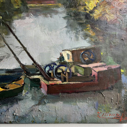 Elegant Harbor Scene Oil Painting "Docked Boats" Timeless Art Holland Art Shop