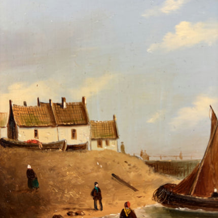 Expressive Seascape Oil Painting "Fishing Boat" Traditional Small Artwork Holland Art Shop