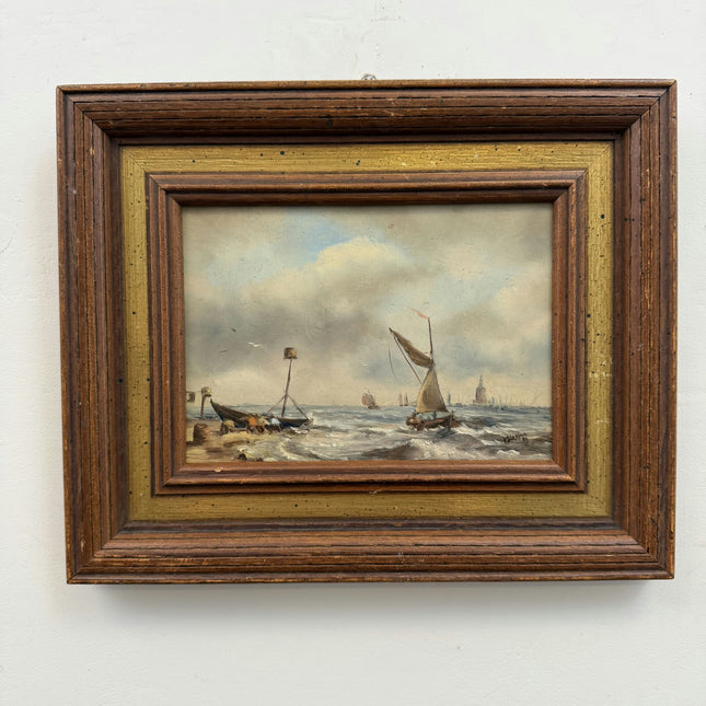 Timeless Seascape Oil Painting "Sailing Boat" Traditional Small Art Holland Art Shop