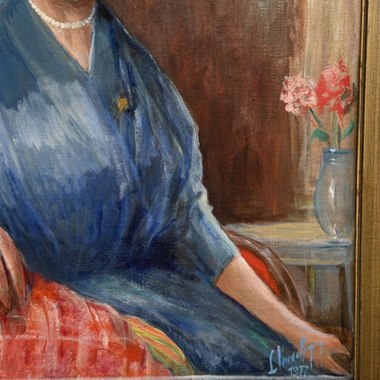 Original Portrait Oil Painting "Seated Woman" Rustic Art Holland Art Shop