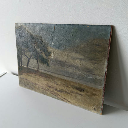 Vintage Landscape Oil Painting "Coastal Pines" Expressive Small Artwork Holland Art Shop