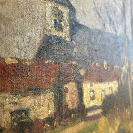 Original Landscape Oil Painting "Village Church" Refined Art Holland Art Shop