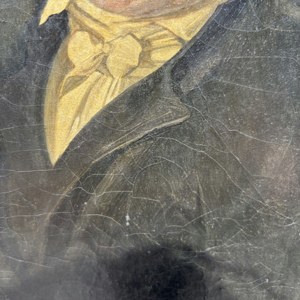 19th Century Antique Portrait Oil Painting "Man Holding Painting" French Art Holland Art Shop