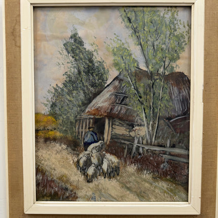 Vintage Farm Aquarel "Thatched Hut" Elegant Small Art Holland Art Shop
